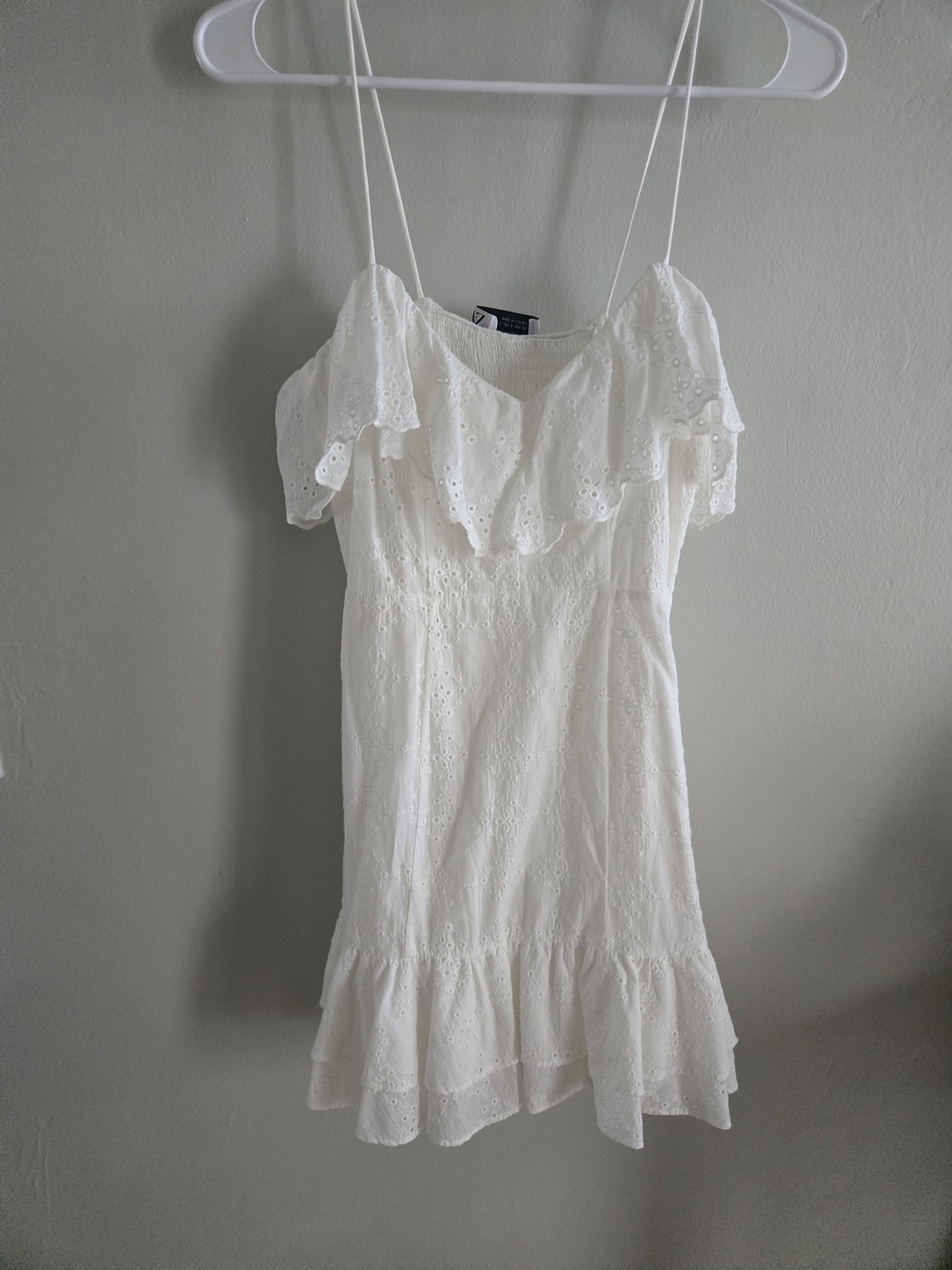 Zara White Eyelet Ruffle Mini Dress